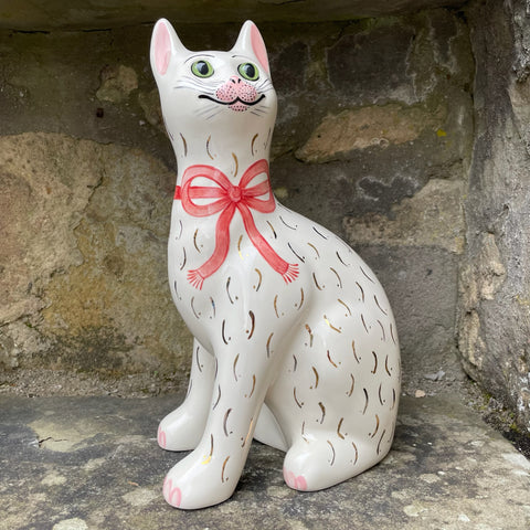 Pink Gilt Bow Large Cat