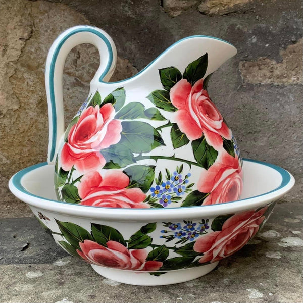 Cabbage Rose and Forget Me Not Medium Bowl
