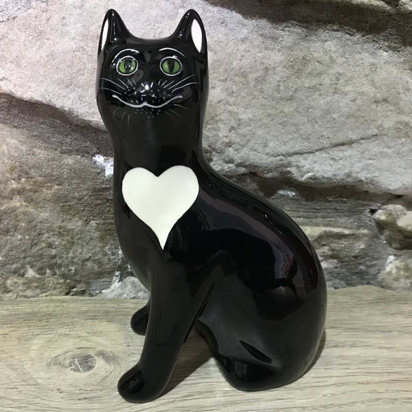 Black with White Heart Small Cat