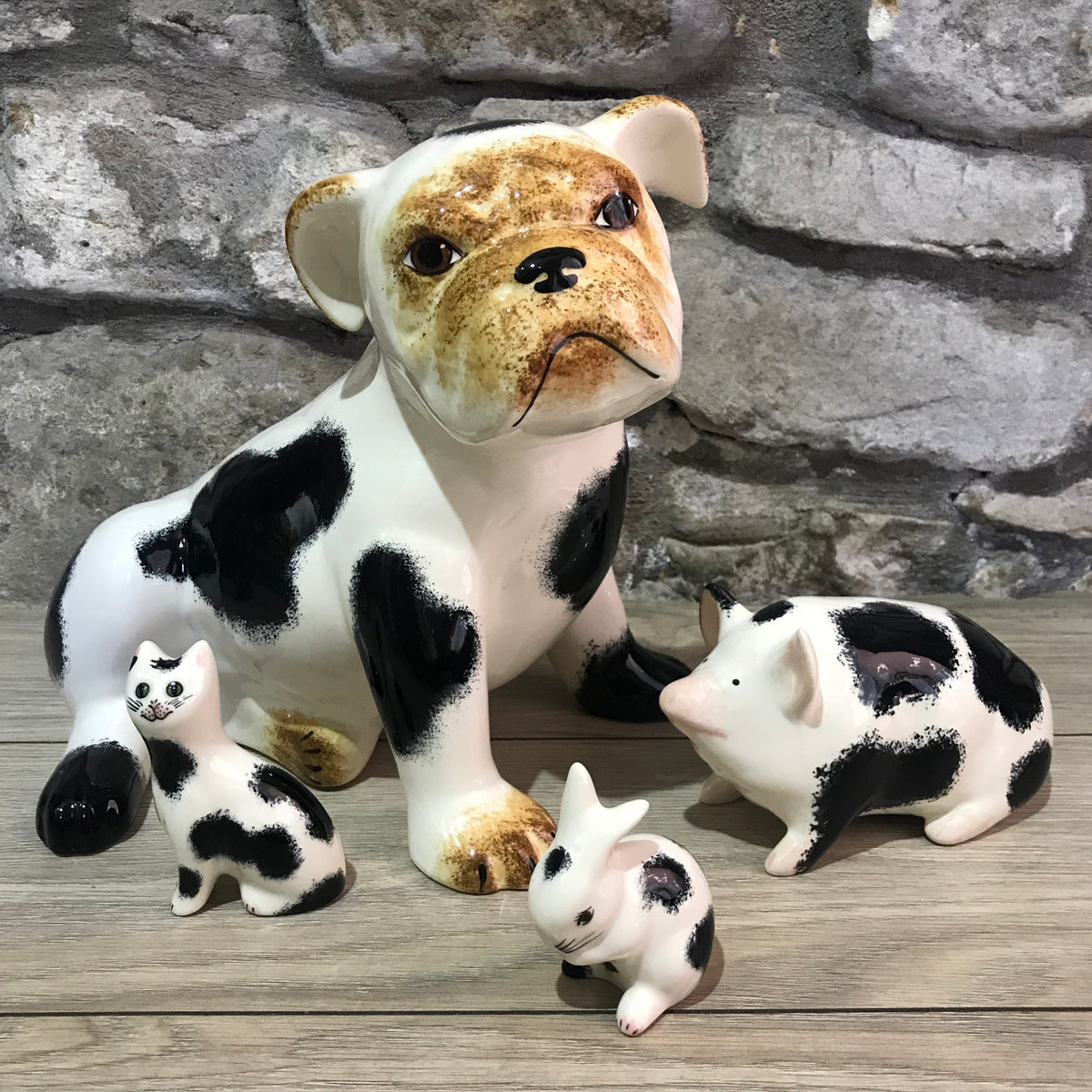 Scottish Wemyss Ware Black and White Bulldog Griselda Hill Pottery