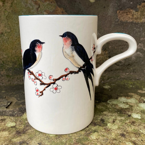Swallow and Cherry Blossom Large Mug