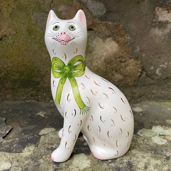 Green Gilt Bow Small Cat