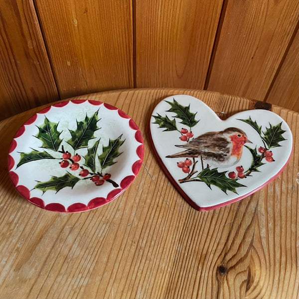 Robin and Holly Large Hanging Heart