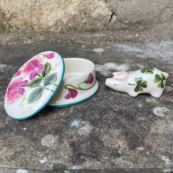Sweet Pea Oval Trinket Box