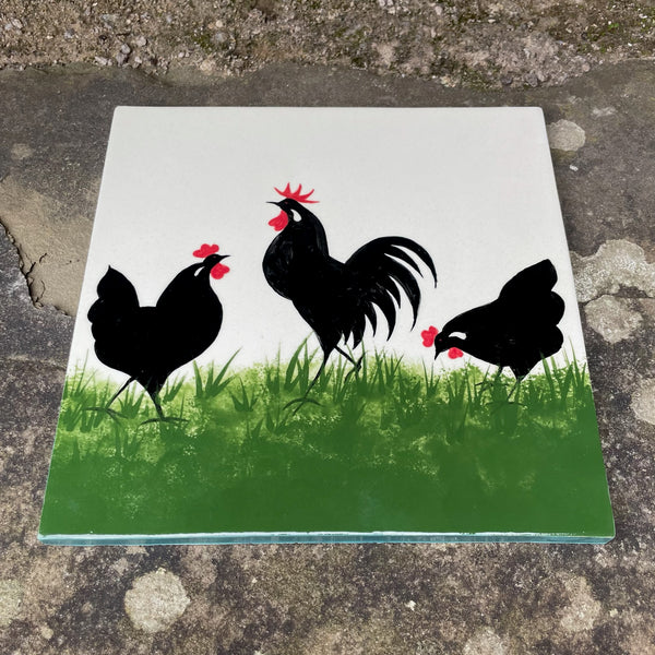 Cockerel and Hen 6 Inch Tile