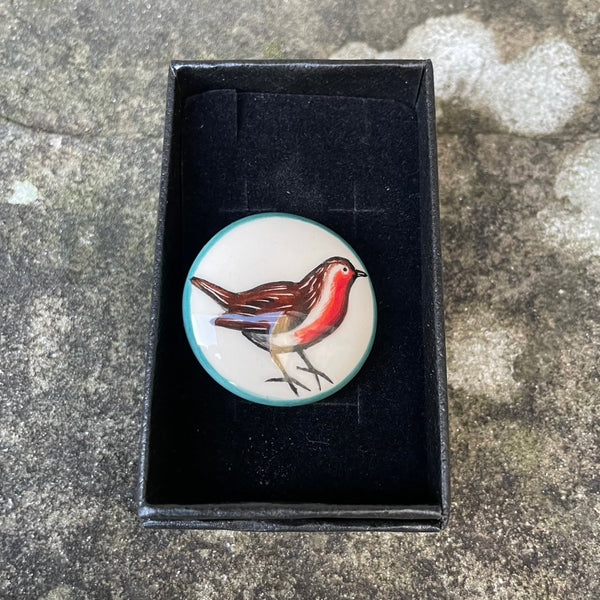 Robin Round Brooch
