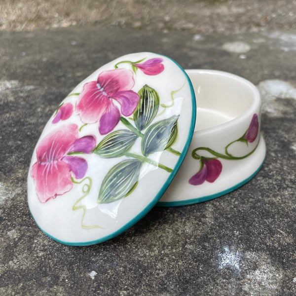 Sweet Pea Oval Trinket Box