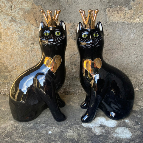 Crown Black with Gold Heart Small Cat
