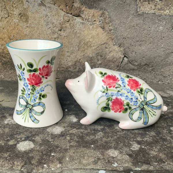 Clover and Forget Me Not Bow Small Beaker Vase