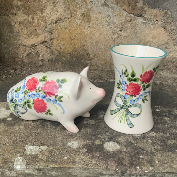 Clover and Forget Me Not Bow Small Beaker Vase