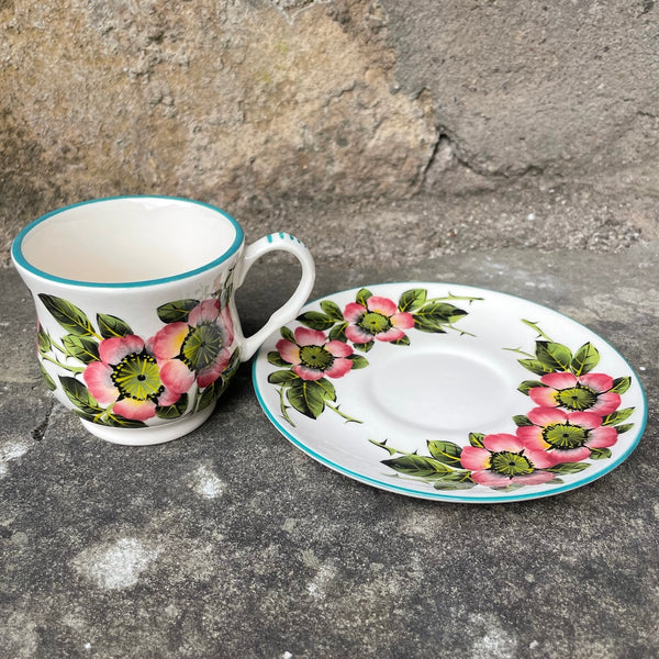 Wild Rose Teacup and Saucer