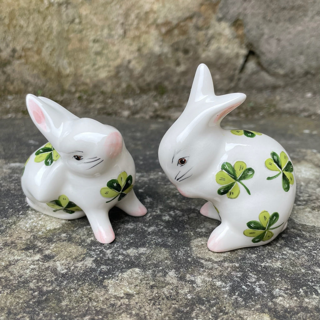 Shamrock Rabbit Wemyss Ware Hand Painted Shamrock Tiny Rabbit | Griselda Hill Pottery