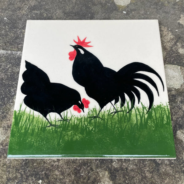 Cockerel and Hen 6 Inch Tile