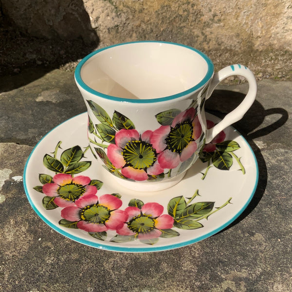 Wild Rose Teacup and Saucer