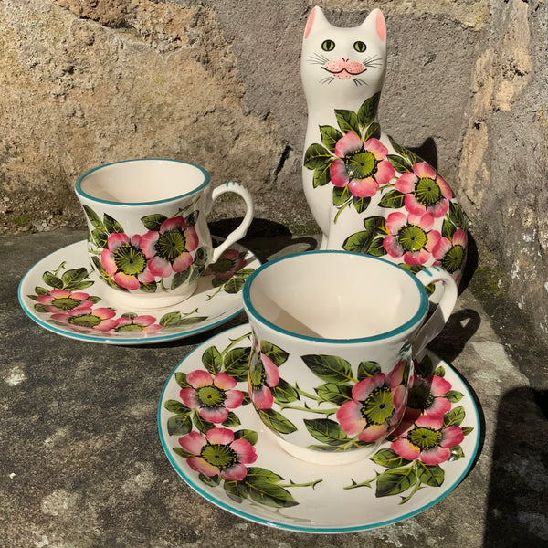 Wild Rose Teacup and Saucer