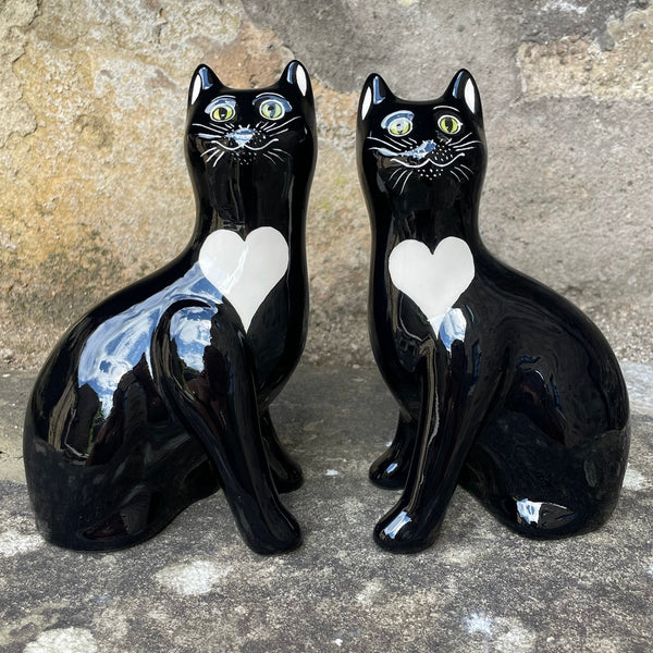 Black with White Heart Small Cat