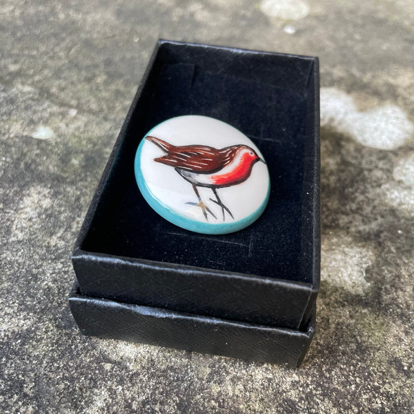 Robin Round Brooch