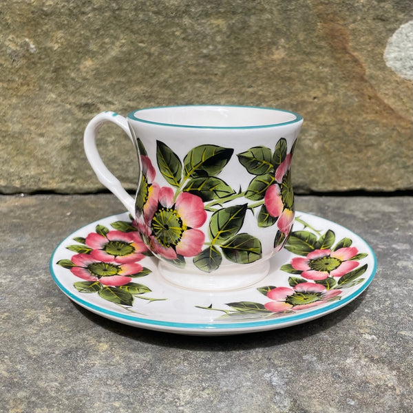 Wild Rose Teacup and Saucer