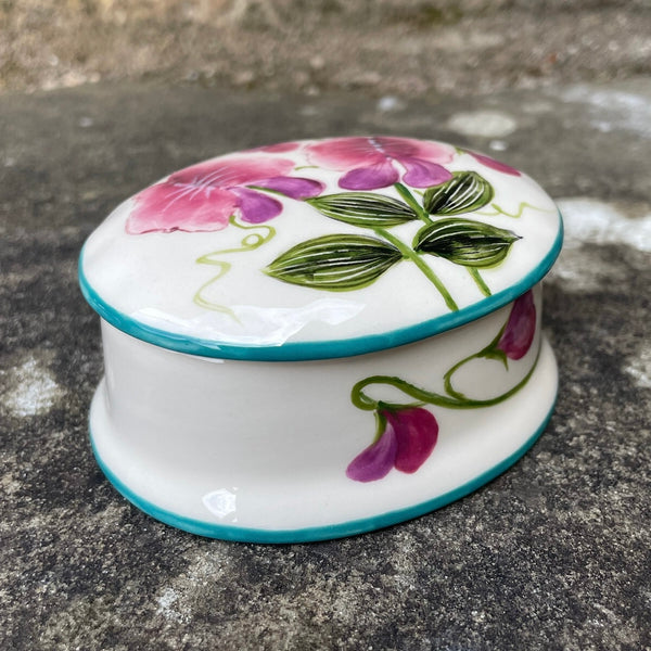 Sweet Pea Oval Trinket Box