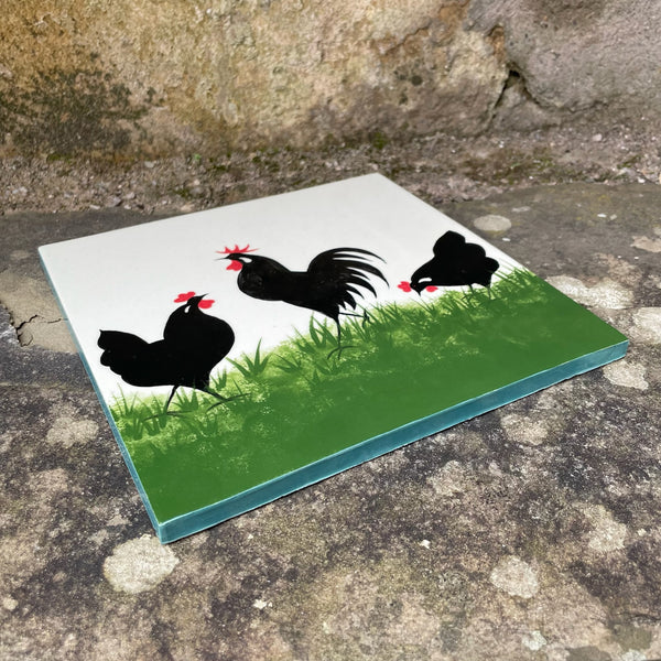 Cockerel and Hen 6 Inch Tile