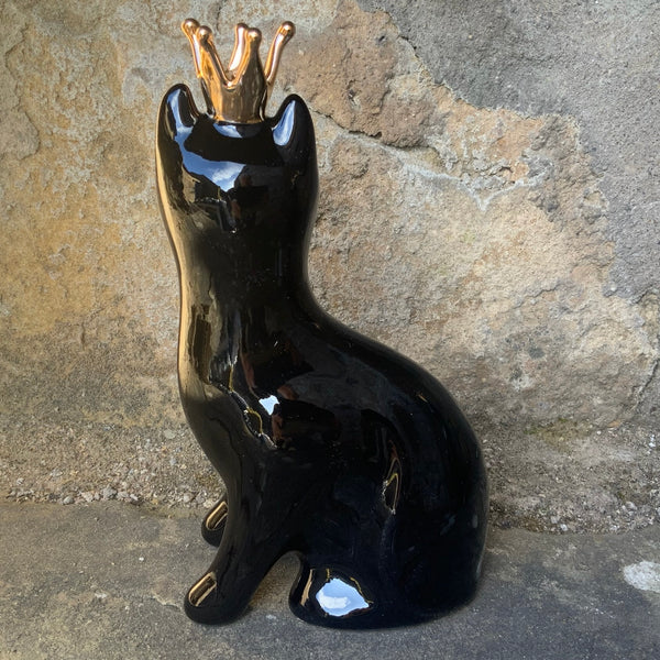 Crown Black with Gold Heart Small Cat