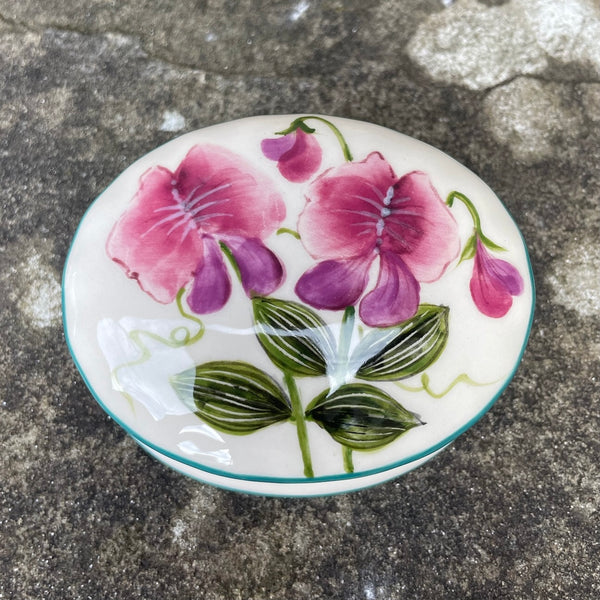 Sweet Pea Oval Trinket Box