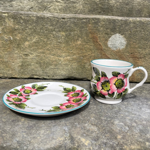 Wild Rose Teacup and Saucer