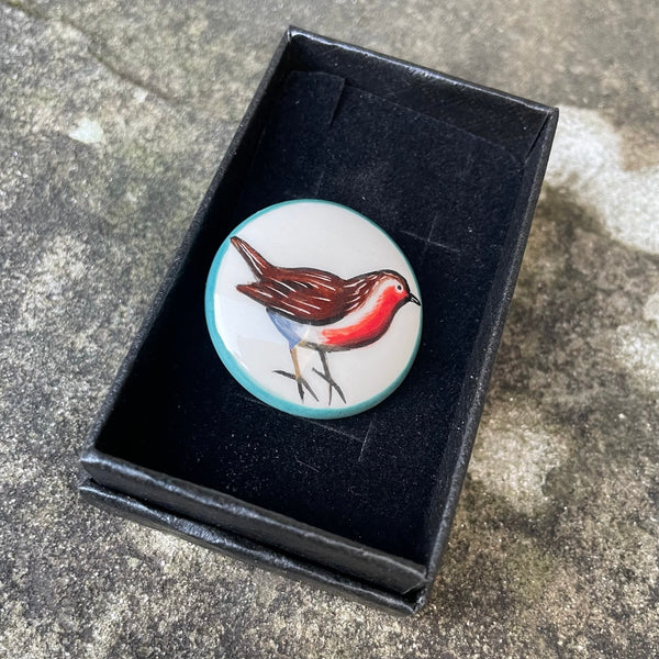 Robin Round Brooch