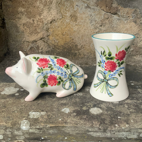 Clover and Forget Me Not Bow Small Beaker Vase