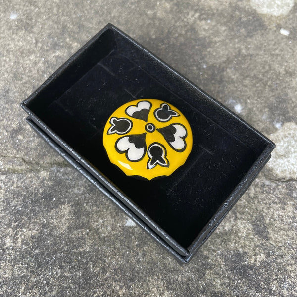 Yellow Gallé Round Brooch