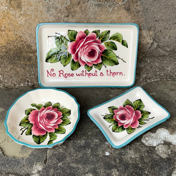 No Rose Without a Thorn Cabbage Rose Small Tray