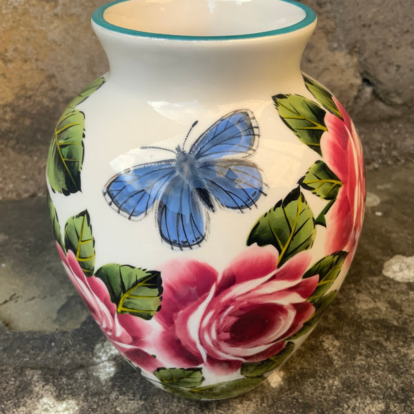 Cabbage Rose Butterfly Esther Vase