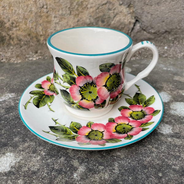Wild Rose Teacup and Saucer