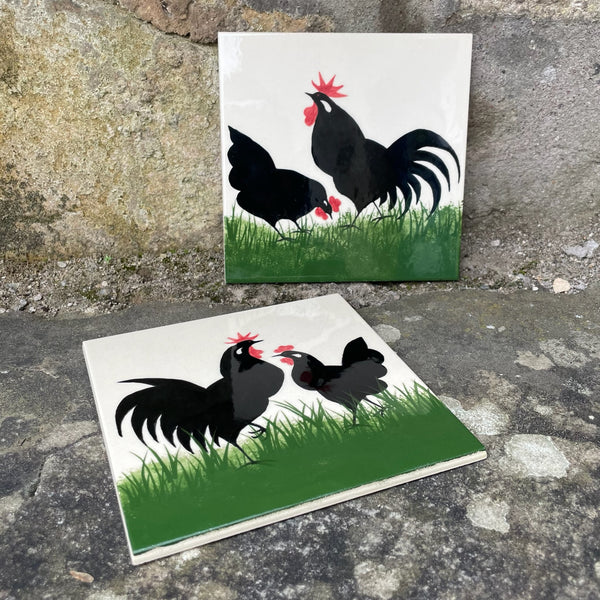 Cockerel and Hen 6 Inch Tile