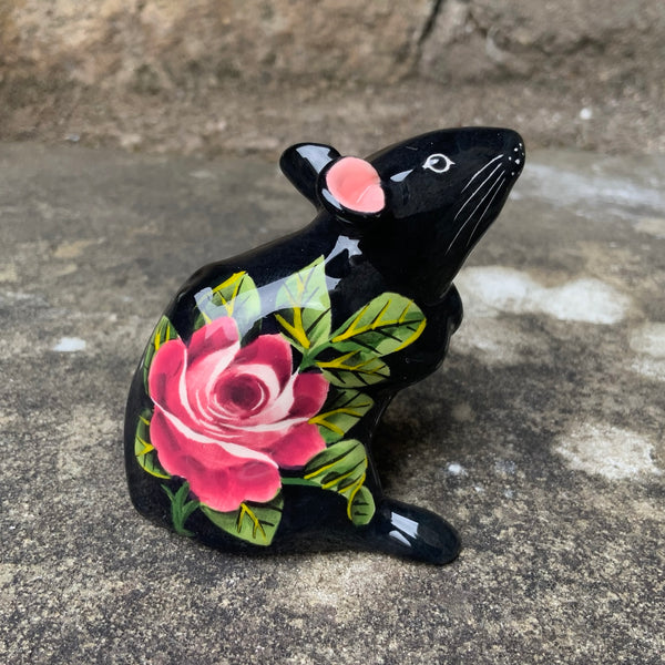 Cabbage Rose Black Background Mouse