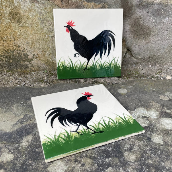 Cockerel and Hen 6 Inch Tile