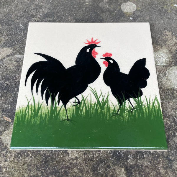 Cockerel and Hen 6 Inch Tile