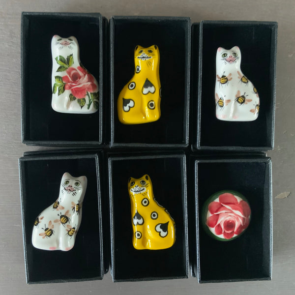 Yellow Gallé Cat Brooch