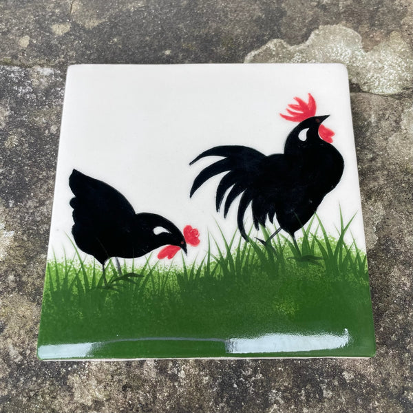 Cockerel and Hen 6 Inch Tile
