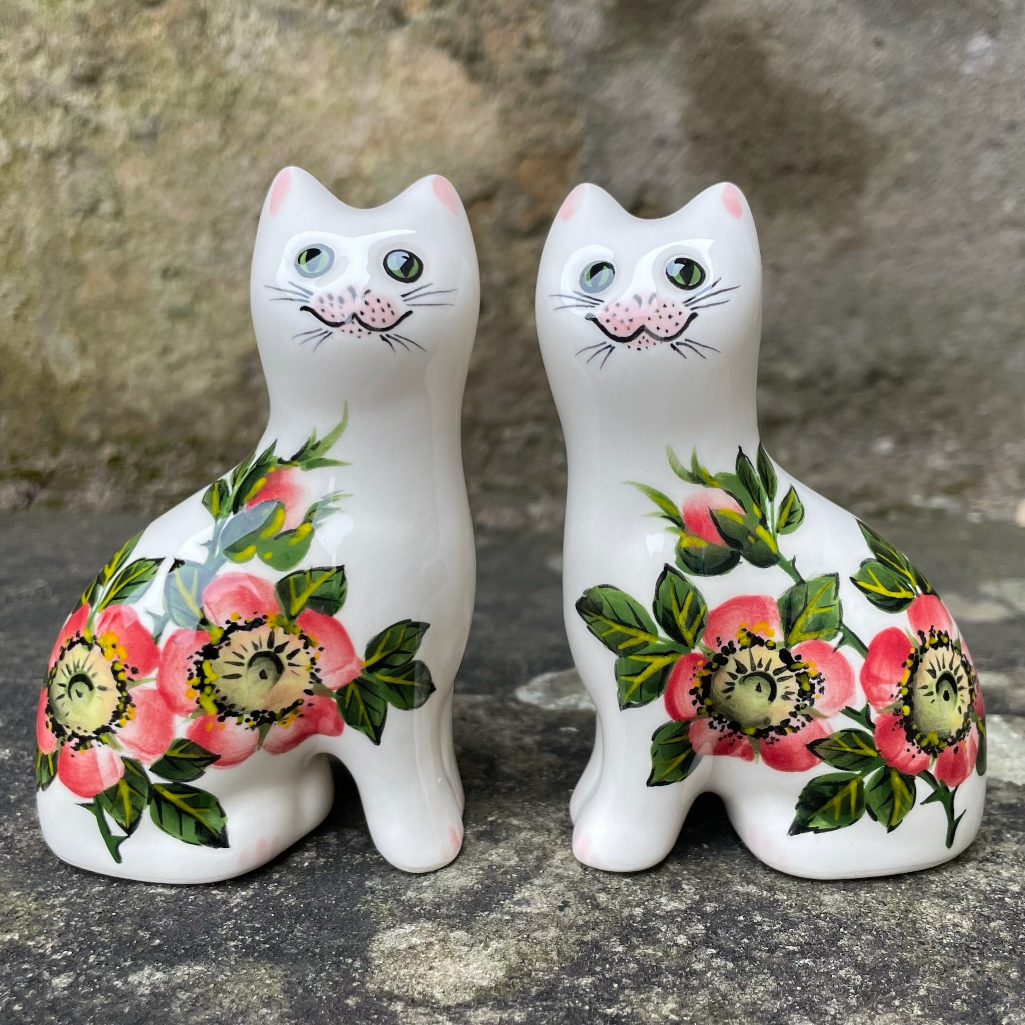 Wemyss Ware Hand Painted Wild Rose Tiny Cat | Griselda Hill Pottery Wemyss Ware Hand Painted Wild Rose Tiny Cat | Griselda Hill Pottery