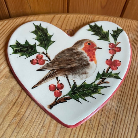 Robin and Holly Large Hanging Heart