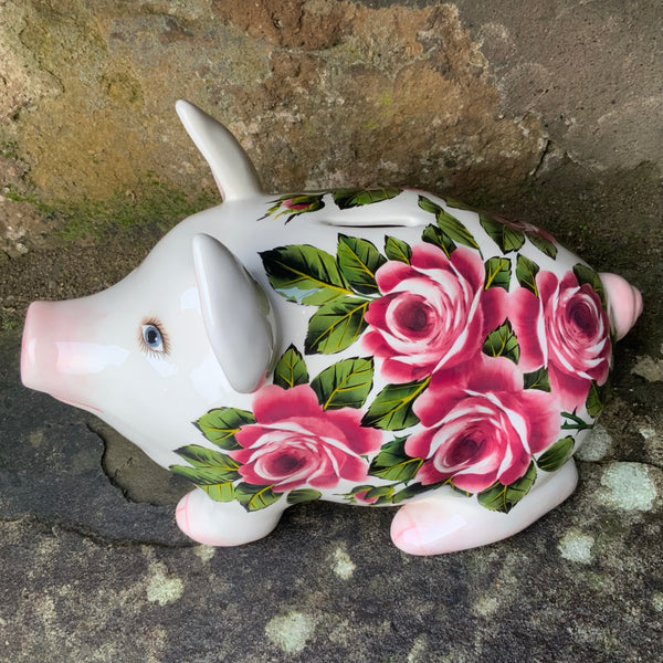 Cabbage Rose Medium Piggy Bank