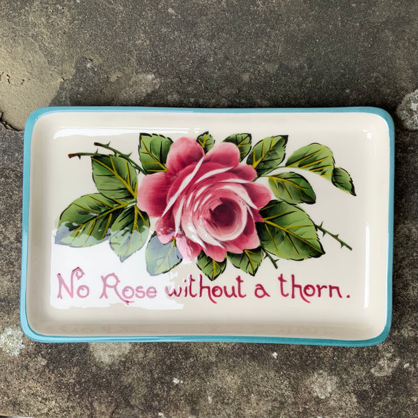 No Rose Without a Thorn Cabbage Rose Small Tray