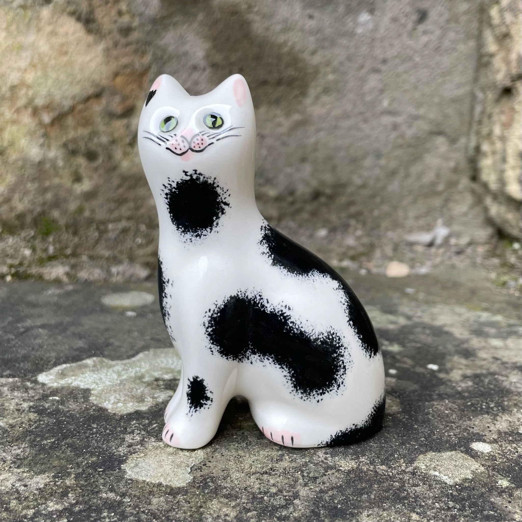 Scottish Wemyss Ware Black and White Tiny Cat | Griselda Hill Pottery