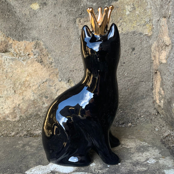 Crown Black with Gold Heart Small Cat