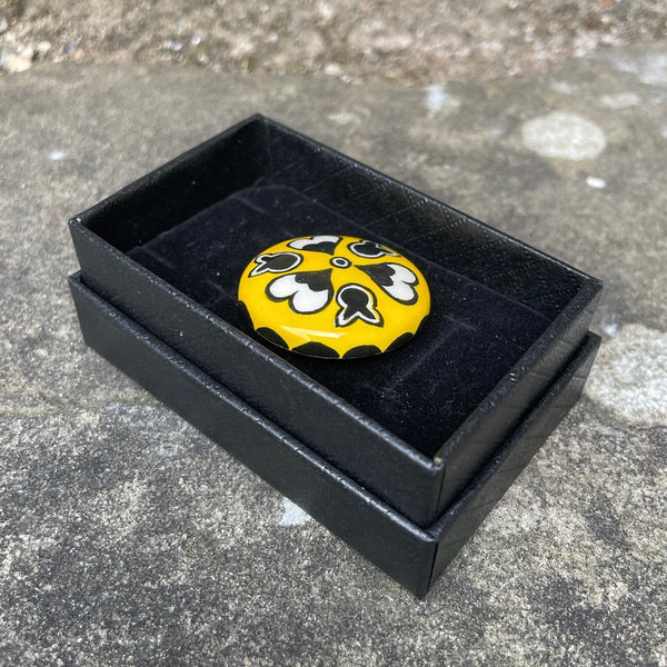 Yellow Gallé Round Brooch