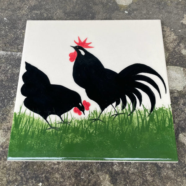 Cockerel and Hen 6 Inch Tile