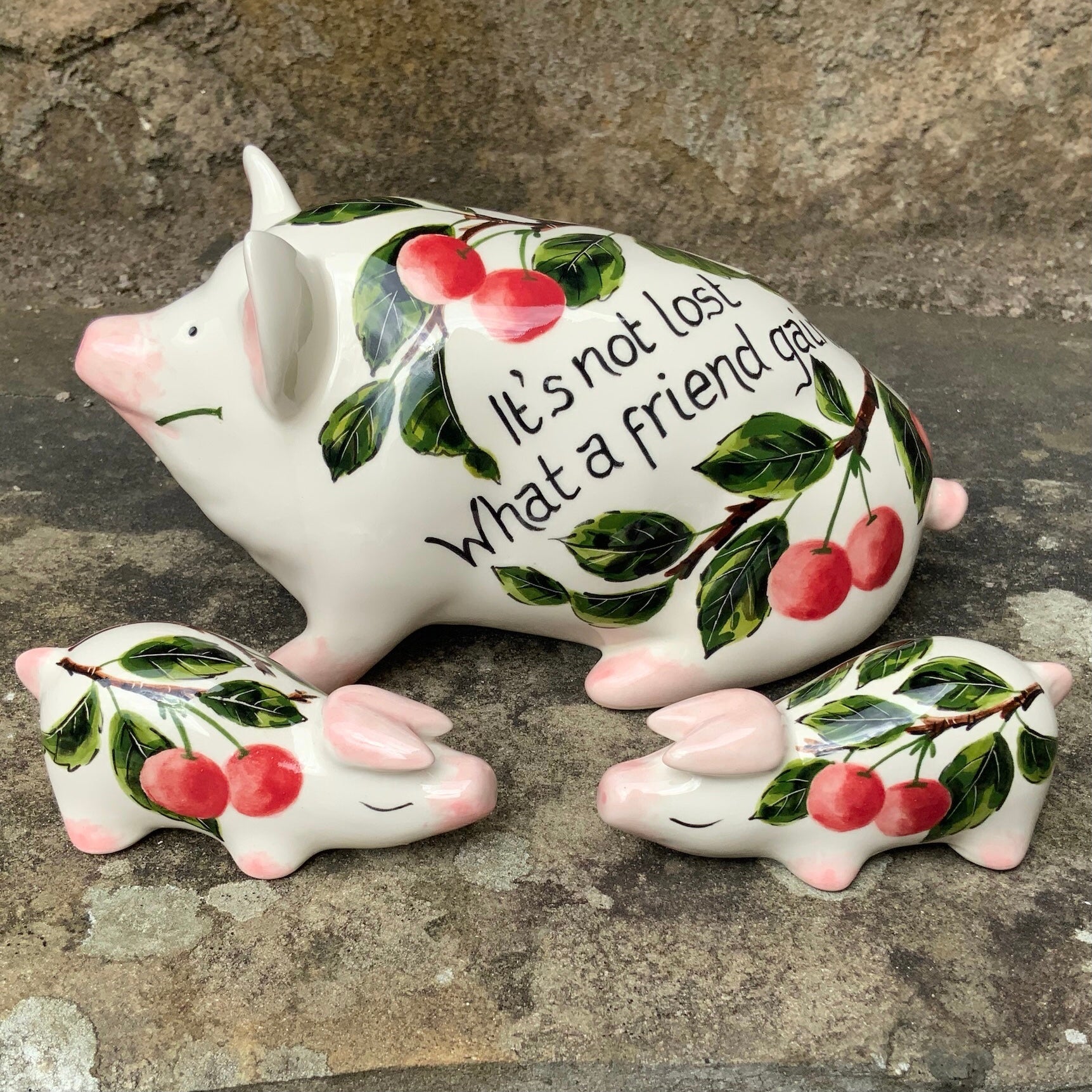 Cherry 'It's not lost what a friend gains' Small Pig