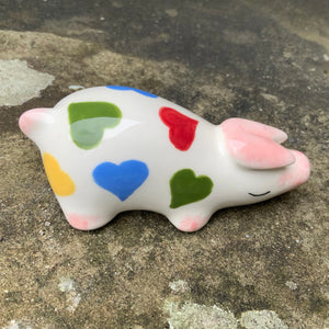 Rainbow Hearts Tiny Pig