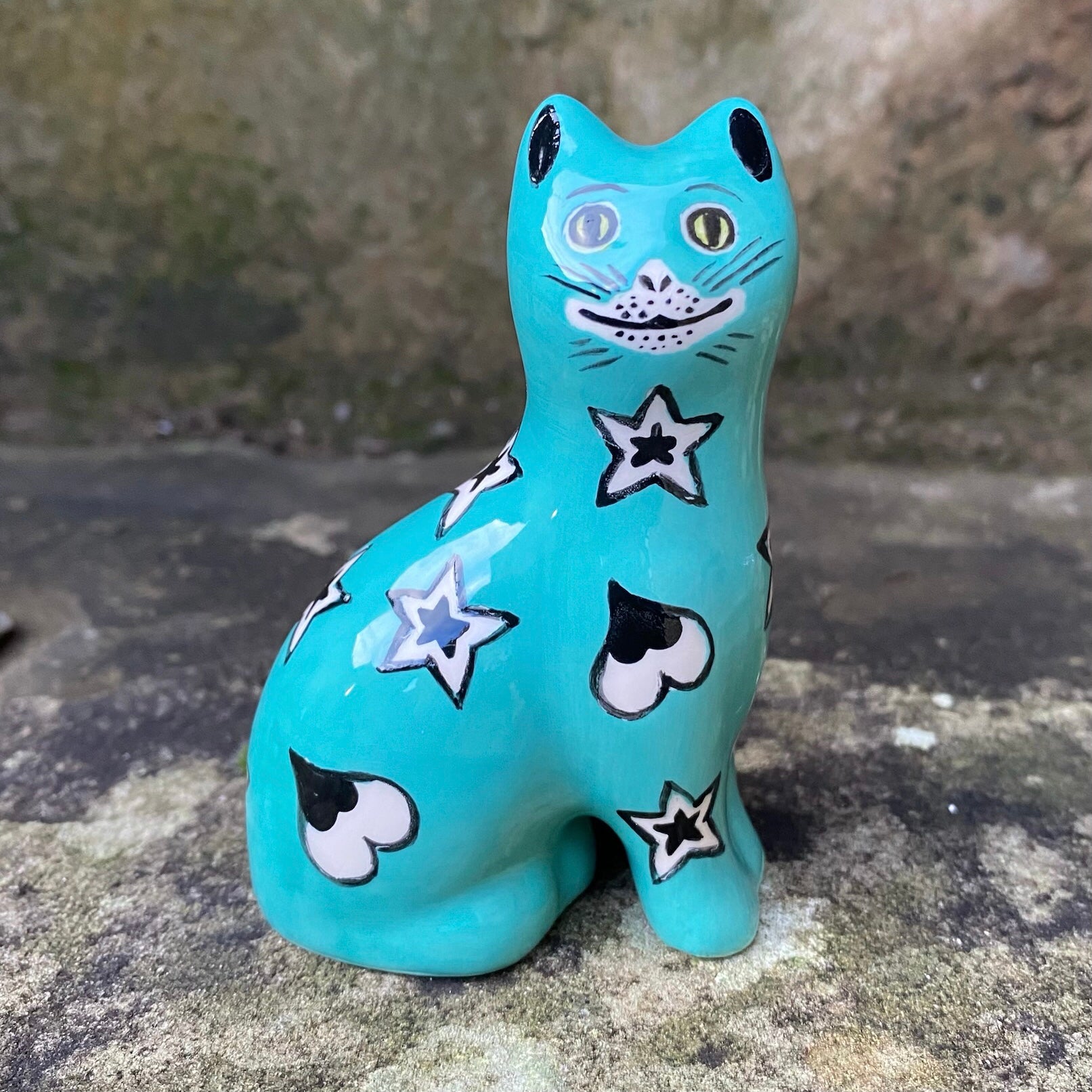 Turquoise Stars Gallé Tiny Cat